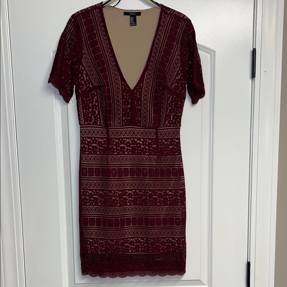 Elegant Burgundy Lace Dress